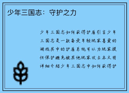 少年三国志：守护之力